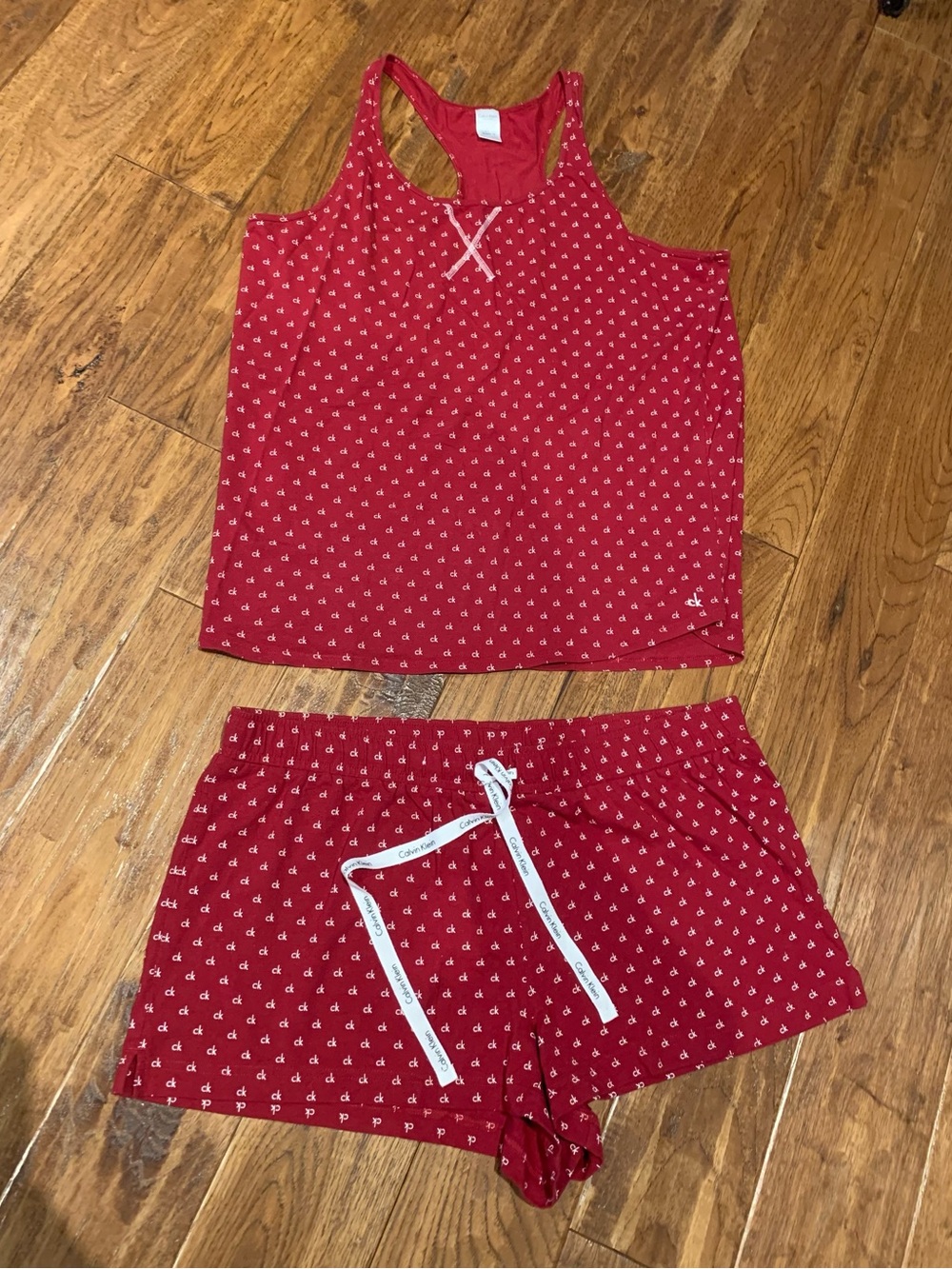 Calvin Klein Red Printed Tank & Short Sleep Set